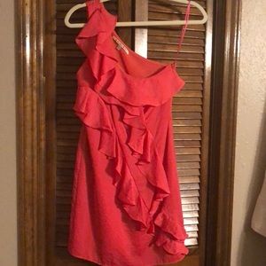 Hot pink one shoulder dress